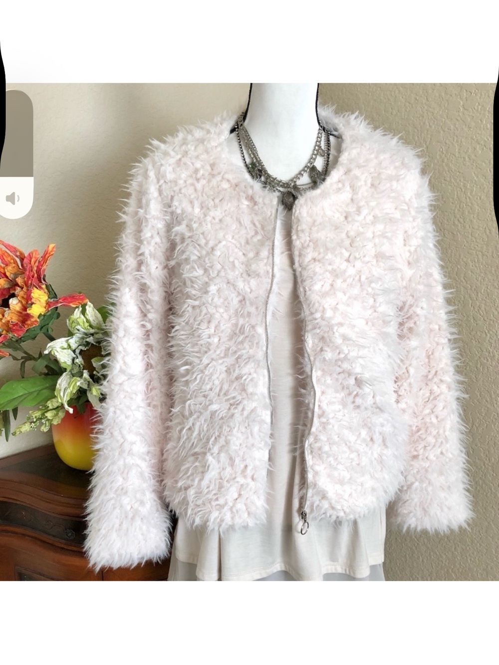 Candie's Soft Blush Pink Faux Fur Teddy Jacket